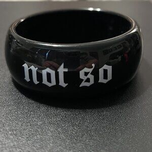Chunky Wide White/Black Lucite "Not So Sweet" Bangle Bracelet